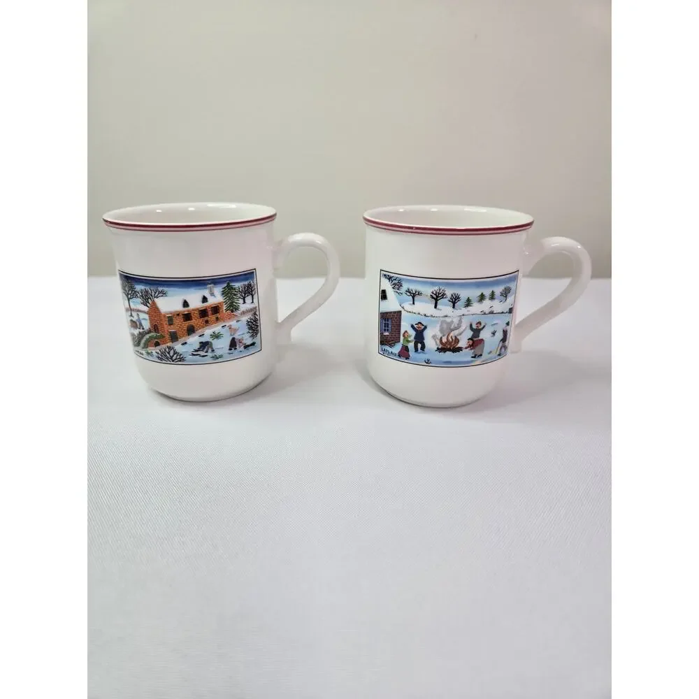 Villeroy and Boch Naif Christmas Cups Set of 2 Luxembourg Vitro Porcelain